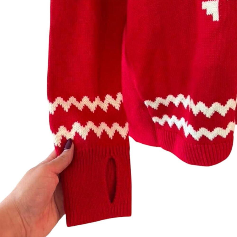 T by Talbots Red White Snowflake Knit Turtleneck Holiday Winter Sweater 1X NWT - Picture 8 of 12